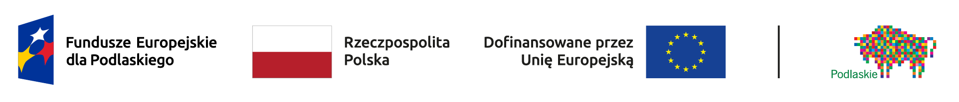 logotypy Funduszu Europejskiego dla Podlasia Rzeczpospolitej Poslki, Uni Europejskiej Podlasia