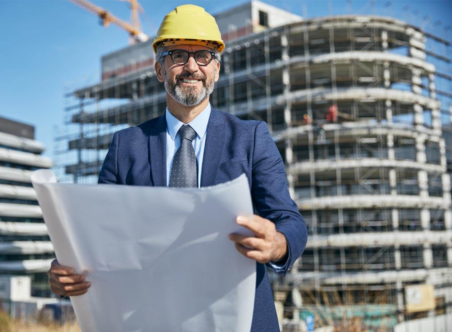 Prezes firmy na budowie