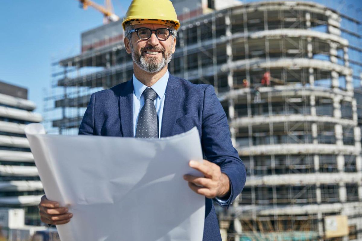 Biznesmen na budowie